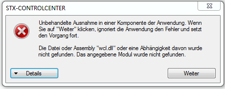 STX-Exception wcl not found